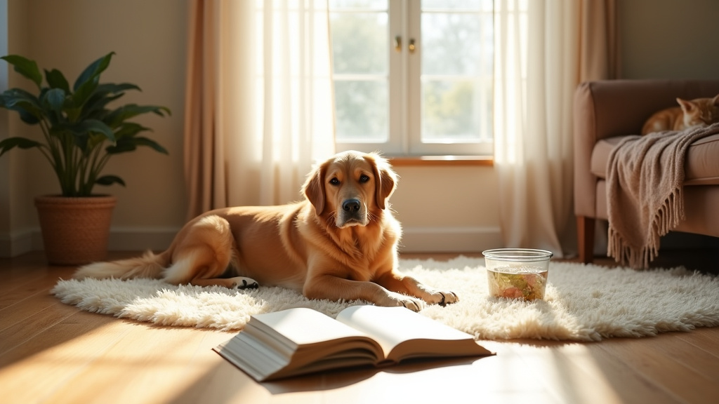 Espace de repos pour chat avec literie confortable, jouets et perchoir