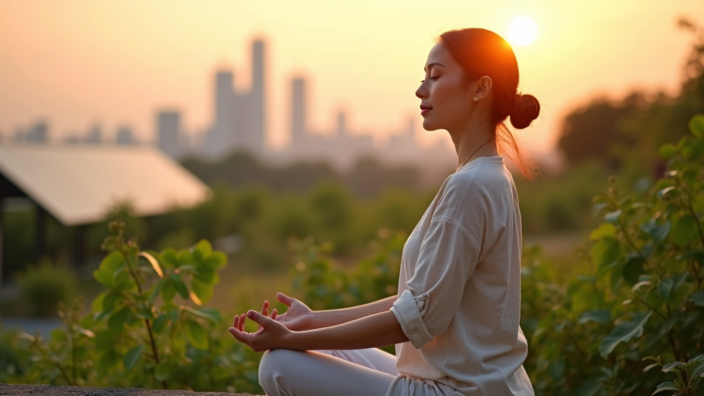 Personne pratiquant des exercices de bien-être dans un parc verdoyant en 2026