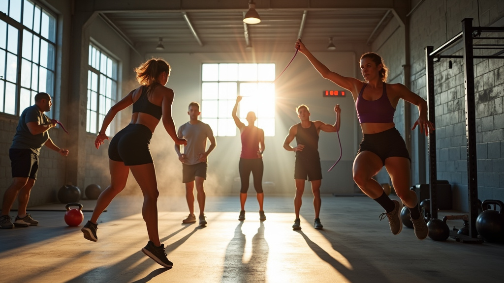 Coach en train d'encadrer un WOD avec des athlètes motivés dans la box CrossFit Gerland