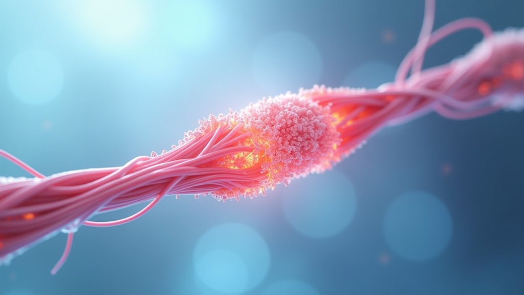 Représentation microscopique de la contraction musculaire avec actine et myosine