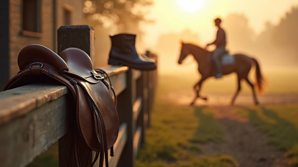 Jockey observant un cheval lors d'un entraînement matinal sur piste de course