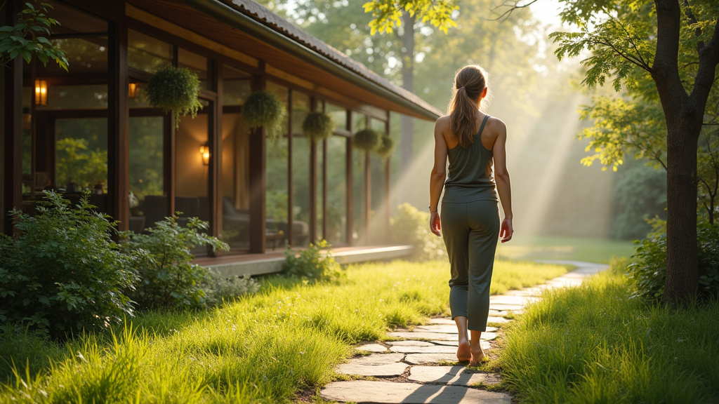 Intérieur lumineux d'un studio Yoga Garden avec des pratiquants en posture de yoga
