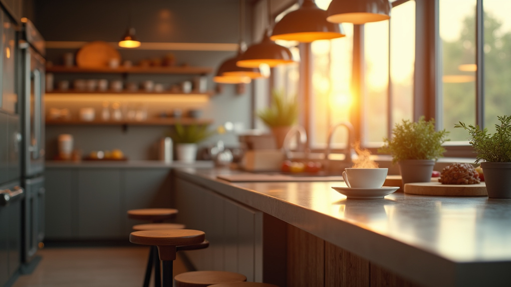Équipe de restaurant souriante dans un environnement de travail moderne et éclairé