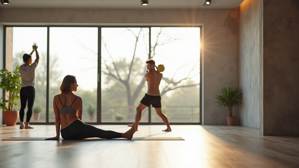 Séance de groupe dans une salle de sport Unique Fitness avec un coach encadrant les participants