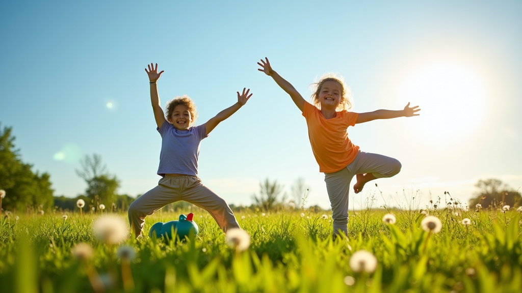 Famille pratiquant le yoga ensemble dans un salon lumineux