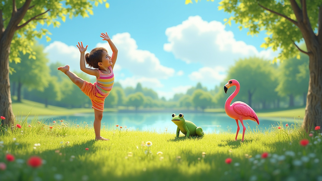 Enfants pratiquant le yoga dans un salon lumineux avec leurs parents