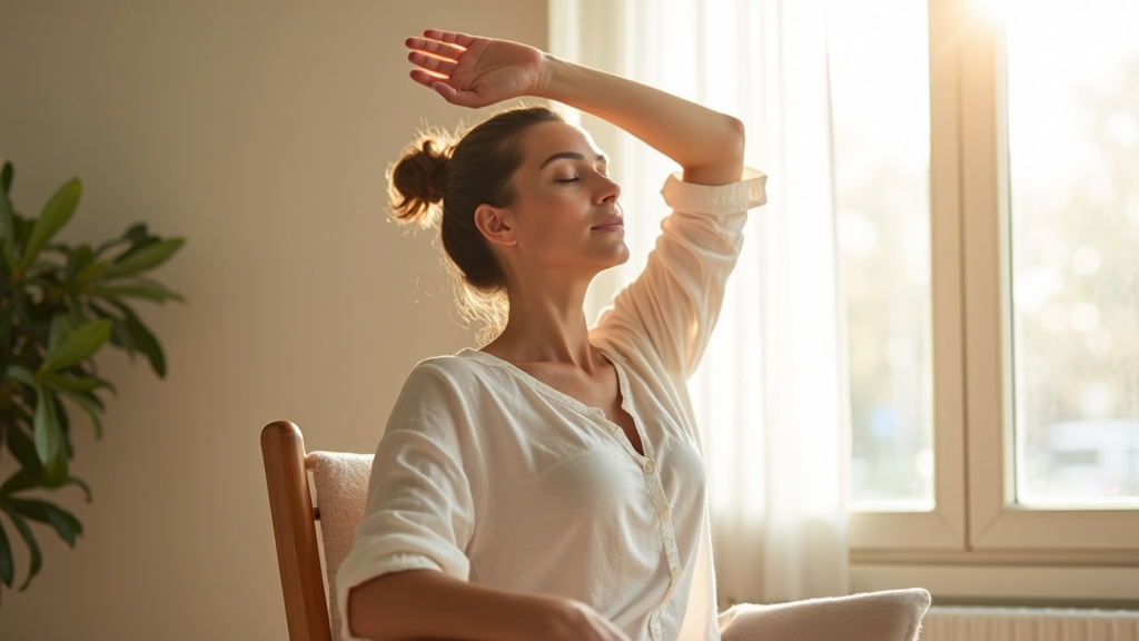 Pratique du yoga sur chaise dans un environnement de bureau